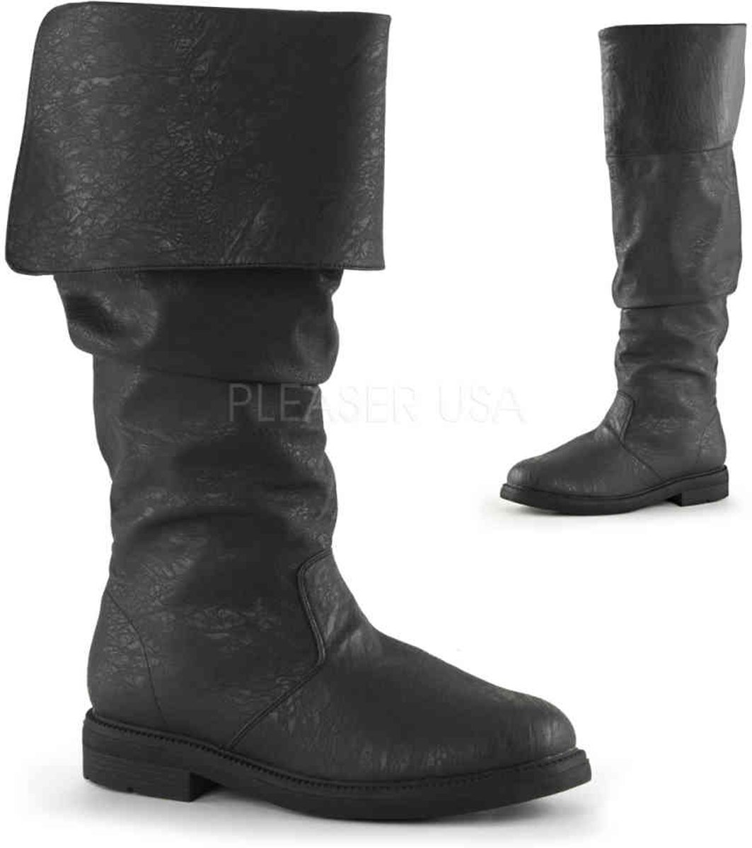 M | ROBINHOOD-100 | 1 Flat Heel, Cuffed Knee High Renaissance Boot, Side Zip